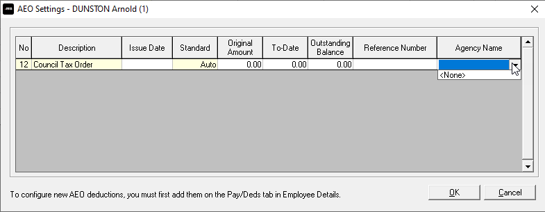 Screen to enter Agency Name